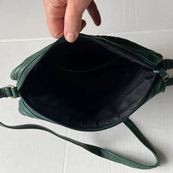 Ganson green Woven Leather crossbody bag - Picture 6 of 11